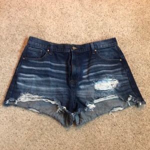High rise denim shorts